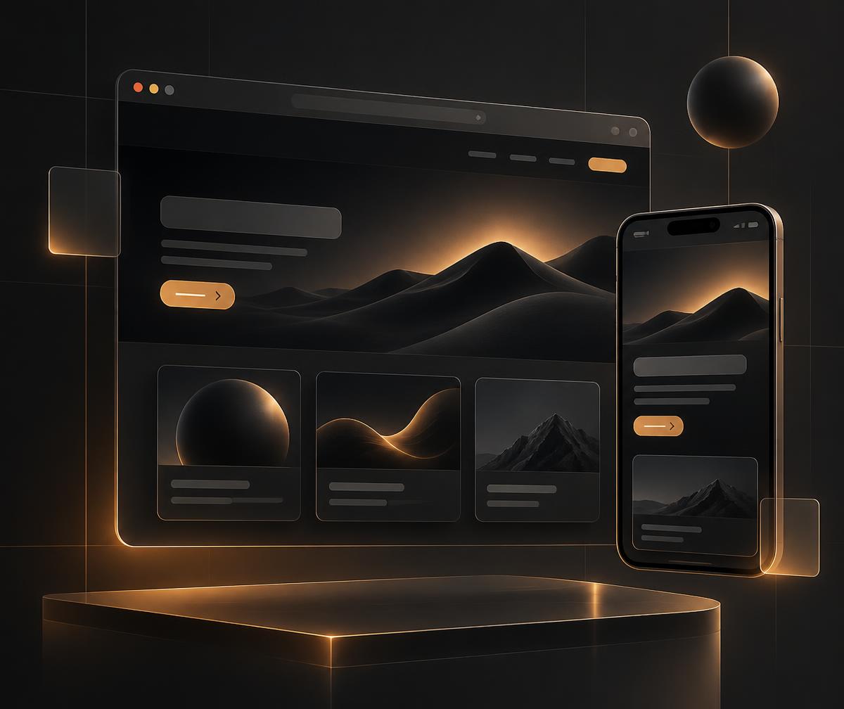 Desktop and mobile website mockups representing modern web development